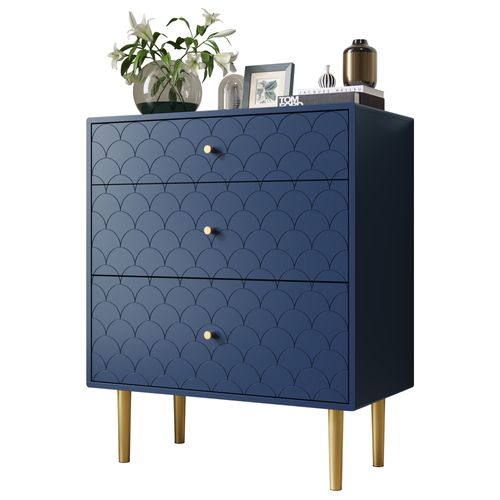 Commode à Tiroirs - 3 Tiroirs - Bleu Marine