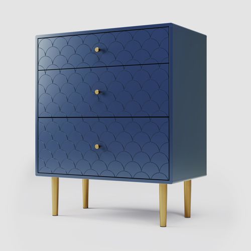 Commode à Tiroirs - 3 Tiroirs - Bleu Marine