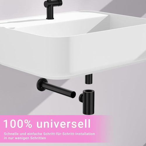 Siphon Lavabo Universel, Noir Mat