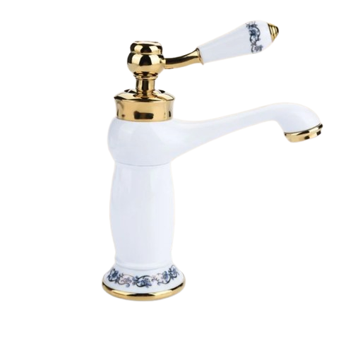 Robinet Mitigeur à Poignée Unique à Motif Floral, Robinet D'eau Froide/chaude