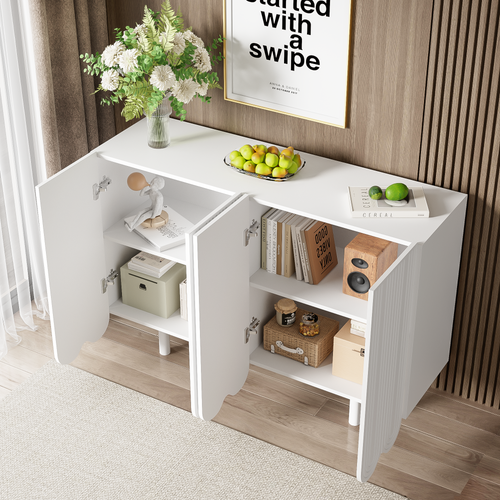Buffet, Buffet En Forme De Larme Avec Portes Profilées Et Charnière Tampon Blanc