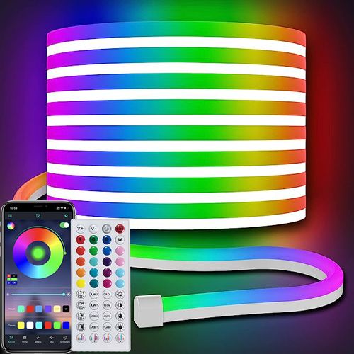Ruban LED Rgb 5m, 12v Neon LED Avec App et Télécommande, Flexible Bande LED