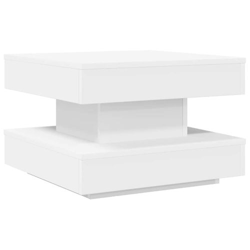 Table Basse Rotative à 360 Degrés Blanc 50x50x34,5 Cm