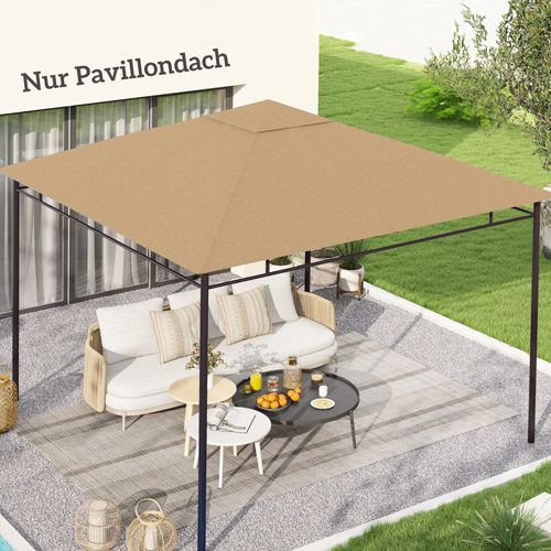 Toit De Remplacement Pour Gazebo, Polyester Beige, Protection Soleil, Vent Et Uv, 2.98 X 2.95 M