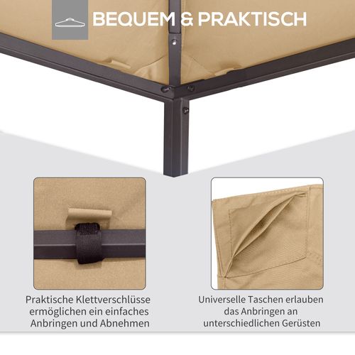 Toit De Remplacement Pour Gazebo, Polyester Beige, Protection Soleil, Vent Et Uv, 2.98 X 2.95 M