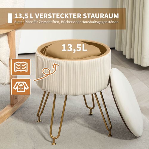 Banc Avec Rangement, Banc Rembourré 2 En 1 Recouvert, Banc De Lit Aspect Velours, Pour Couloir