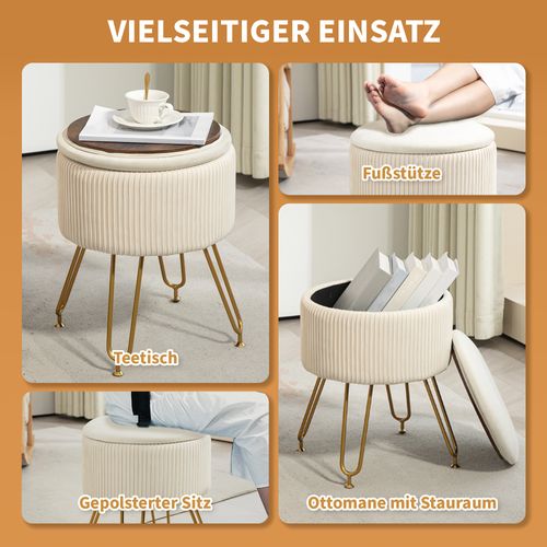 Banc Avec Rangement, Banc Rembourré 2 En 1 Recouvert, Banc De Lit Aspect Velours, Pour Couloir
