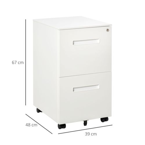 Classeur Mobile 2 Tiroirs, Verrouillable, Sur Roulettes, Format A4, Acier