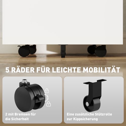 Classeur Mobile 2 Tiroirs, Verrouillable, Sur Roulettes, Format A4, Acier