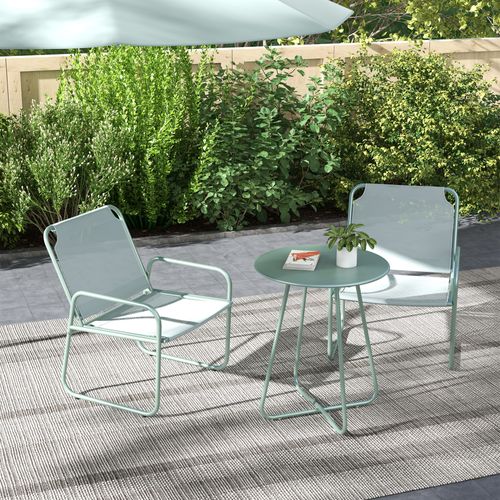 Ensemble De Meubles De Balcon 3 Pièces Avec 1 Table Et 2 Chaises, Ensemble De Sièges De Jardin Vert