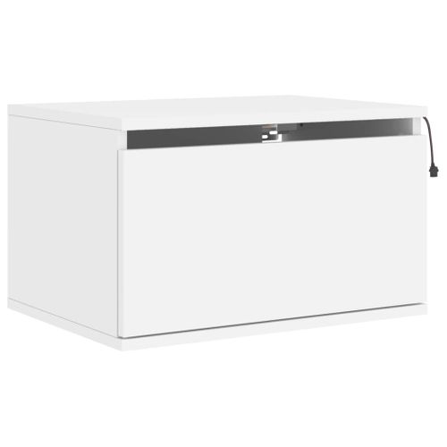 Table De Chevet Murale - Table De Nuit Avec Lumières LED Blanc