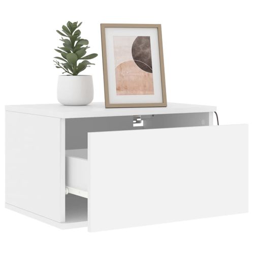 Table De Chevet Murale - Table De Nuit Avec Lumières LED Blanc
