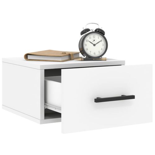 Lot De 2 Tables De Chevet Murales - Tables De Nuit Blanc 35x35x20 Cm