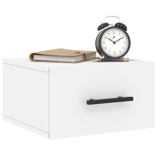 Lot De 2 Tables De Chevet Murales - Tables De Nuit Blanc 35x35x20 Cm
