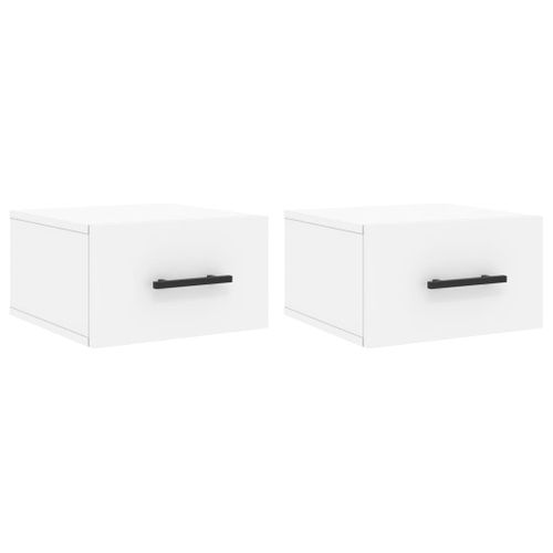 Lot De 2 Tables De Chevet Murales - Tables De Nuit Blanc 35x35x20 Cm