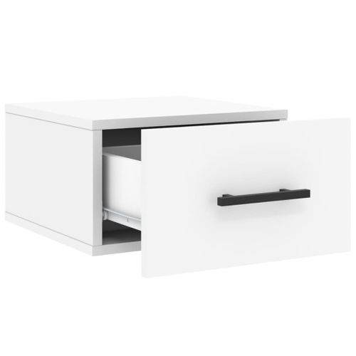 Lot De 2 Tables De Chevet Murales - Tables De Nuit Blanc 35x35x20 Cm