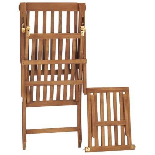 Chaise Longue - Transat Avec Coussin Blanc Crème Bois De Teck Solide
