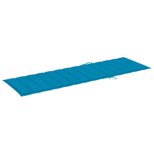 Chaise Longue - Transat Avec Coussin Bleu Bois De Pin Imprégné