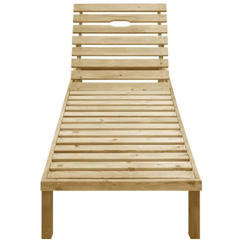 Chaise Longue - Transat Avec Coussin Bleu Bois De Pin Imprégné