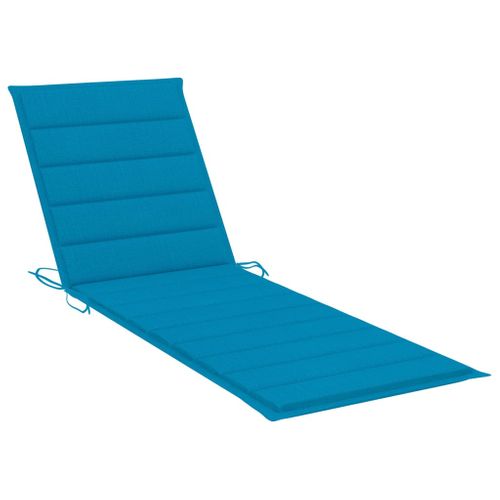 Chaise Longue - Transat Avec Coussin Bleu Bois De Pin Imprégné