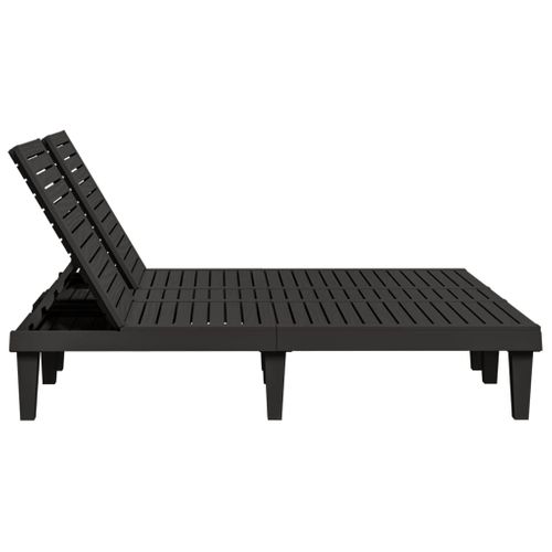 Chaise Longue 2 Places - Transat - Bain De Soleil Double Noir 155x138x83 Cm Polypropylène