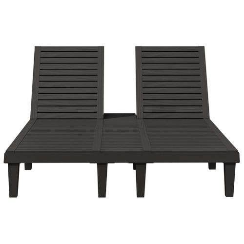 Chaise Longue 2 Places - Transat - Bain De Soleil Double Noir 155x138x83 Cm Polypropylène
