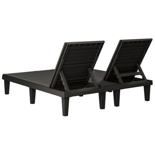 Chaise Longue 2 Places - Transat - Bain De Soleil Double Noir 155x138x83 Cm Polypropylène