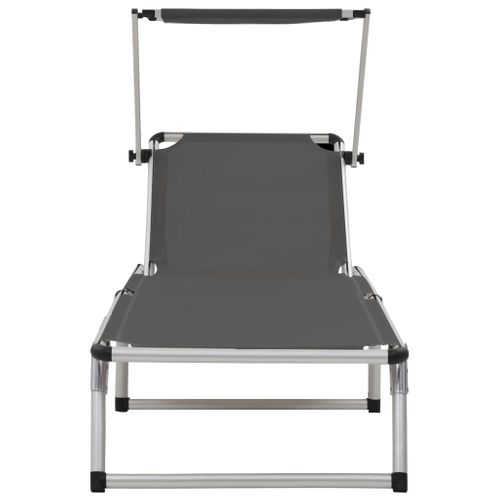 Transat - Bain De Soleil Pliable Avec Toit Aluminium Et Textilène Gris