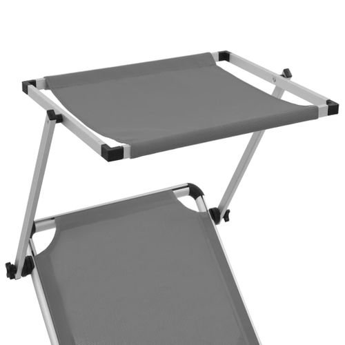 Transat - Bain De Soleil Pliable Avec Toit Aluminium Et Textilène Gris