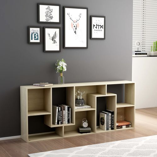 Meuble Rangement CD En Bois Chêne Marron - Étagère Étroite Et Haute (21x20x88 Cm), 6 Cases, Idéal Salon Ou Bureau