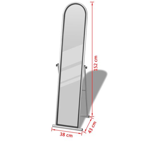 Miroir - Miroir De Maquillage - Miroir Décoratif Autoportant Rectangulaire Pleine Longueur Gris