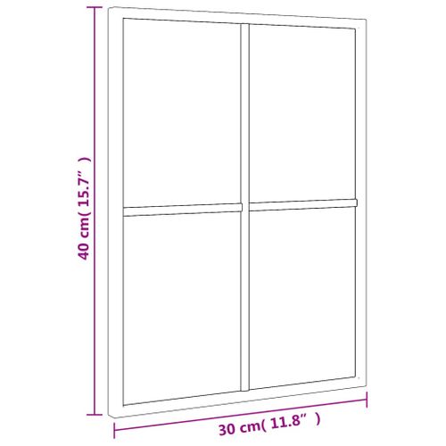 Miroir Mural - Miroir Suspendu - Miroir Décoratif Noir 30x40 Cm Rectangulaire Fer