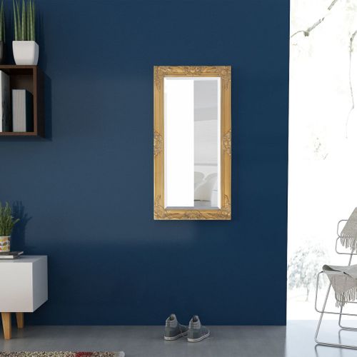 Miroir Mural - Miroir Suspendu - Miroir Décoratif Style Baroque 100x50 Cm Doré