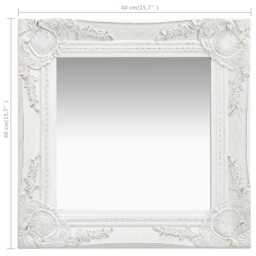 Miroir Mural - Miroir Suspendu - Miroir Décoratif Style Baroque 40x40 Cm Blanc