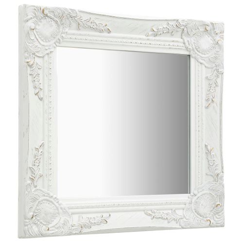 Miroir Mural - Miroir Suspendu - Miroir Décoratif Style Baroque 40x40 Cm Blanc