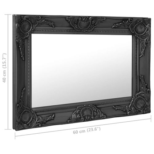 Miroir Mural - Miroir Suspendu - Miroir Décoratif Style Baroque 60x40 Cm Noir