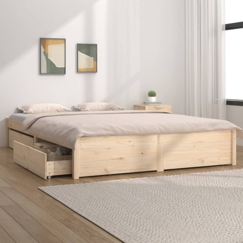 Lit Double - Lit Adulte Simple - Cadre De Lit Avec Tiroirs 120x200 Cm