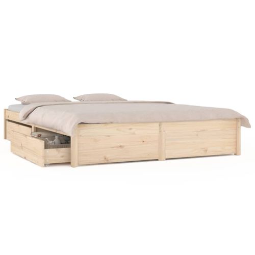 Lit Double - Lit Adulte Simple - Cadre De Lit Avec Tiroirs 120x200 Cm