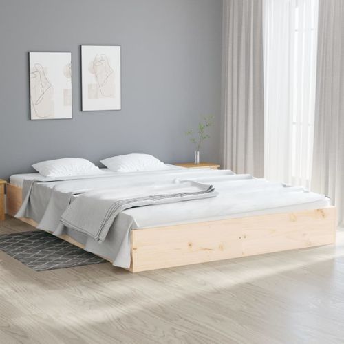 Lit Double - Lit Adulte Simple - Cadre De Lit Bois Massif 160x200 Cm