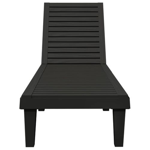 Lot De 2 Transat - Bain De Soleil - Chaises Longues Noir 155x58x83 Cm Polypropylène