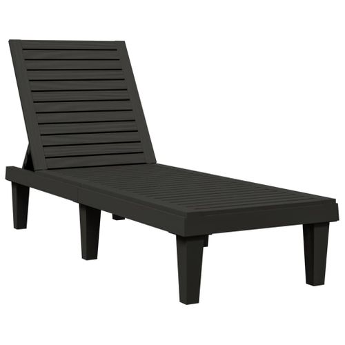 Lot De 2 Transat - Bain De Soleil - Chaises Longues Noir 155x58x83 Cm Polypropylène