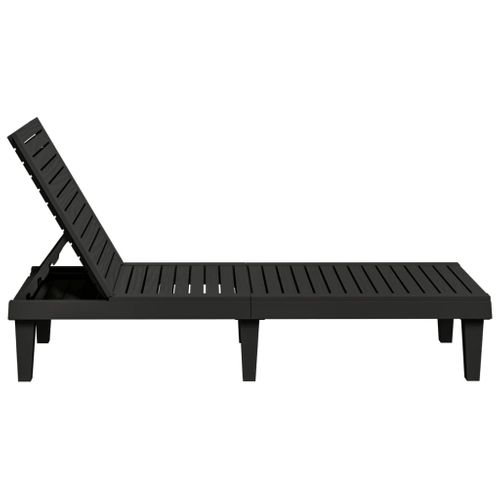 Lot De 2 Transat - Bain De Soleil - Chaises Longues Noir 155x58x83 Cm Polypropylène