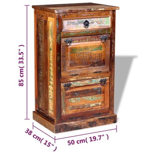 Meuble à Chaussures, Armoire à Chaussures 4 Couches Avec Tiroir Bois De Récupération