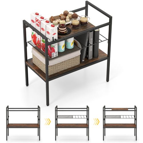 Étagère, Table D'appoint à 3 Niveaux Industriel Métal 60x33,5x61cm Brun