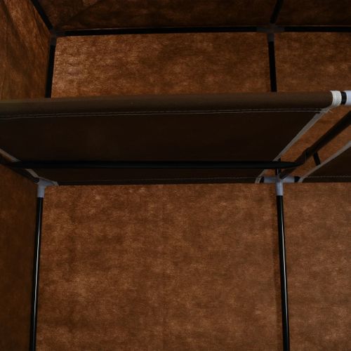 Armoire De Rangement - Armoire De Chambre Avec Compartiments Et Barres Marron 150x45x175 Cm Tissu