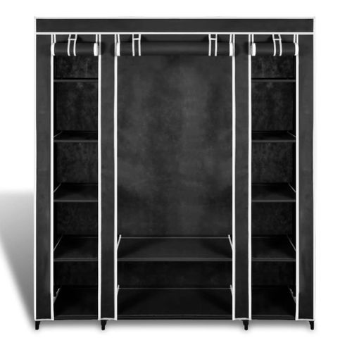 Armoire De Rangement - Armoire De Chambre Avec Compartiments Et Tiges 45 X 150 X 176 Cm Noir