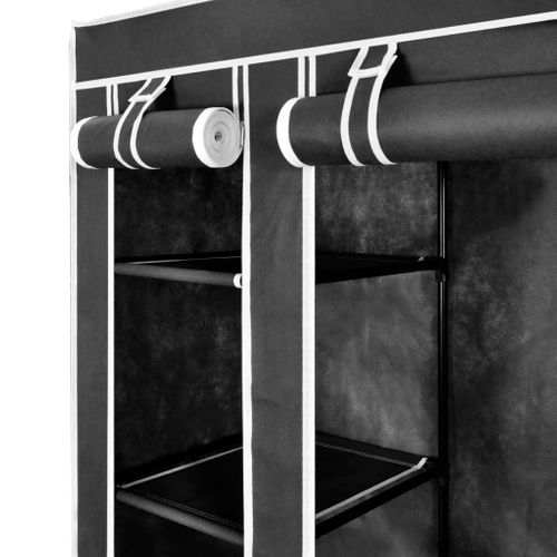 Armoire De Rangement - Armoire De Chambre Avec Compartiments Et Tiges 45 X 150 X 176 Cm Noir