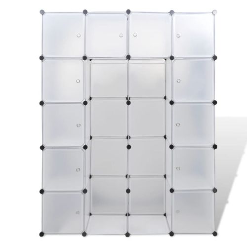 Armoire De Rangement Modulaire - Armoire De Chambre 14 Compartiments Blanc 37 X 146 X 180,5 Cm