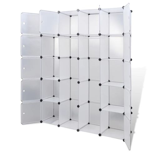 Armoire De Rangement Modulaire - Armoire De Chambre 14 Compartiments Blanc 37 X 146 X 180,5 Cm