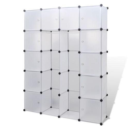 Armoire De Rangement Modulaire - Armoire De Chambre 14 Compartiments Blanc 37 X 146 X 180,5 Cm